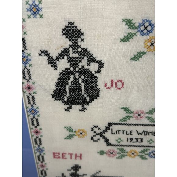 Vintage Little Women Needlepoint W/ Beautiful Frame- Frame App. 22x18 - Picture 6 of 11